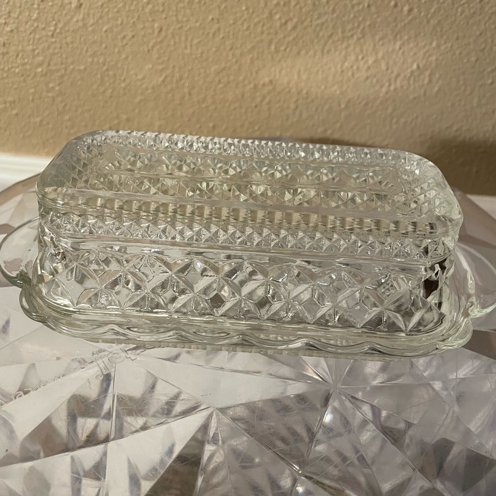 Crystal Glass Anchor Hocking Butter Dish